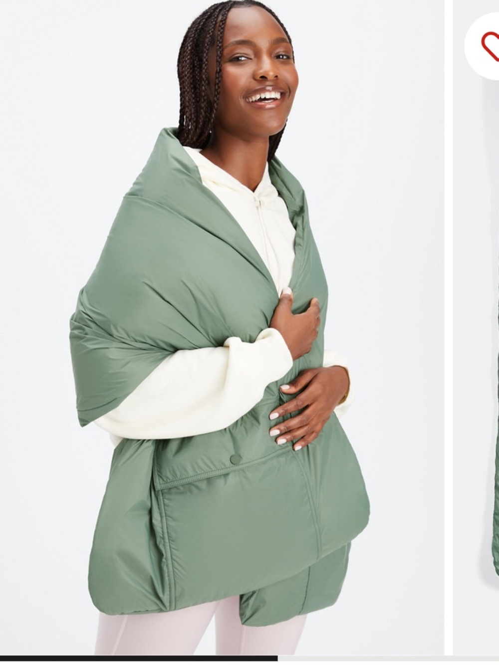 Fabletics Sage Green Puffer Wrap Jacket